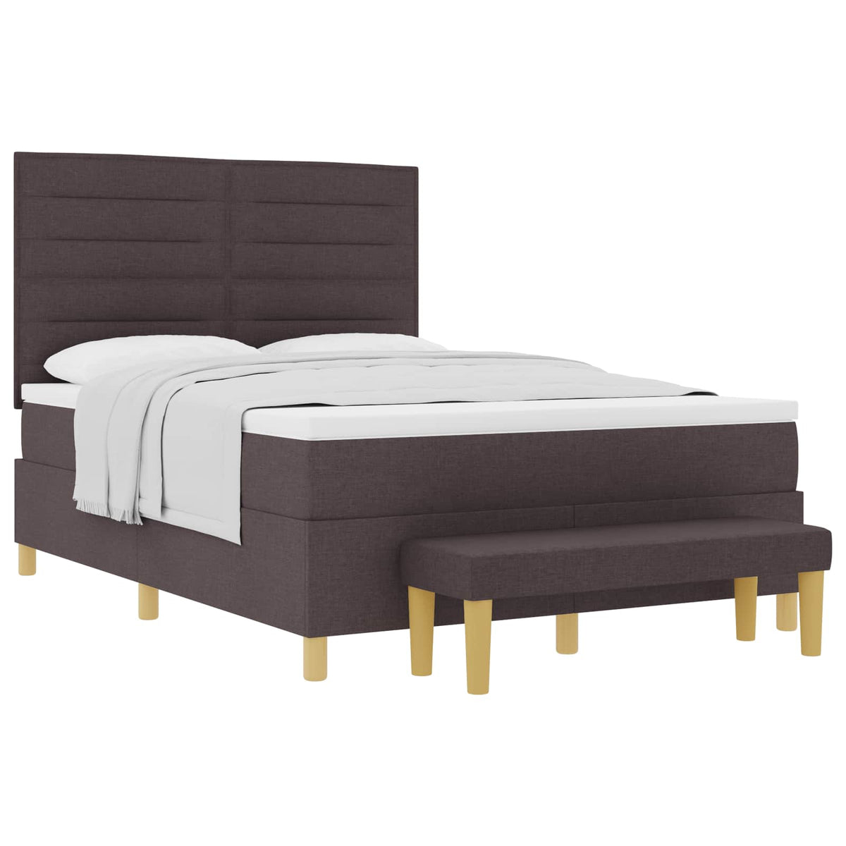 Box spring seng med hovedgærde Mørkebrun 200 x 140 cm Stof