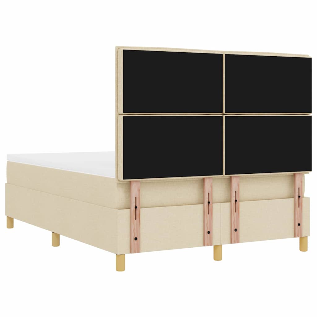 Box spring seng med hovedgærde Creme 200 x 140 cm Stof