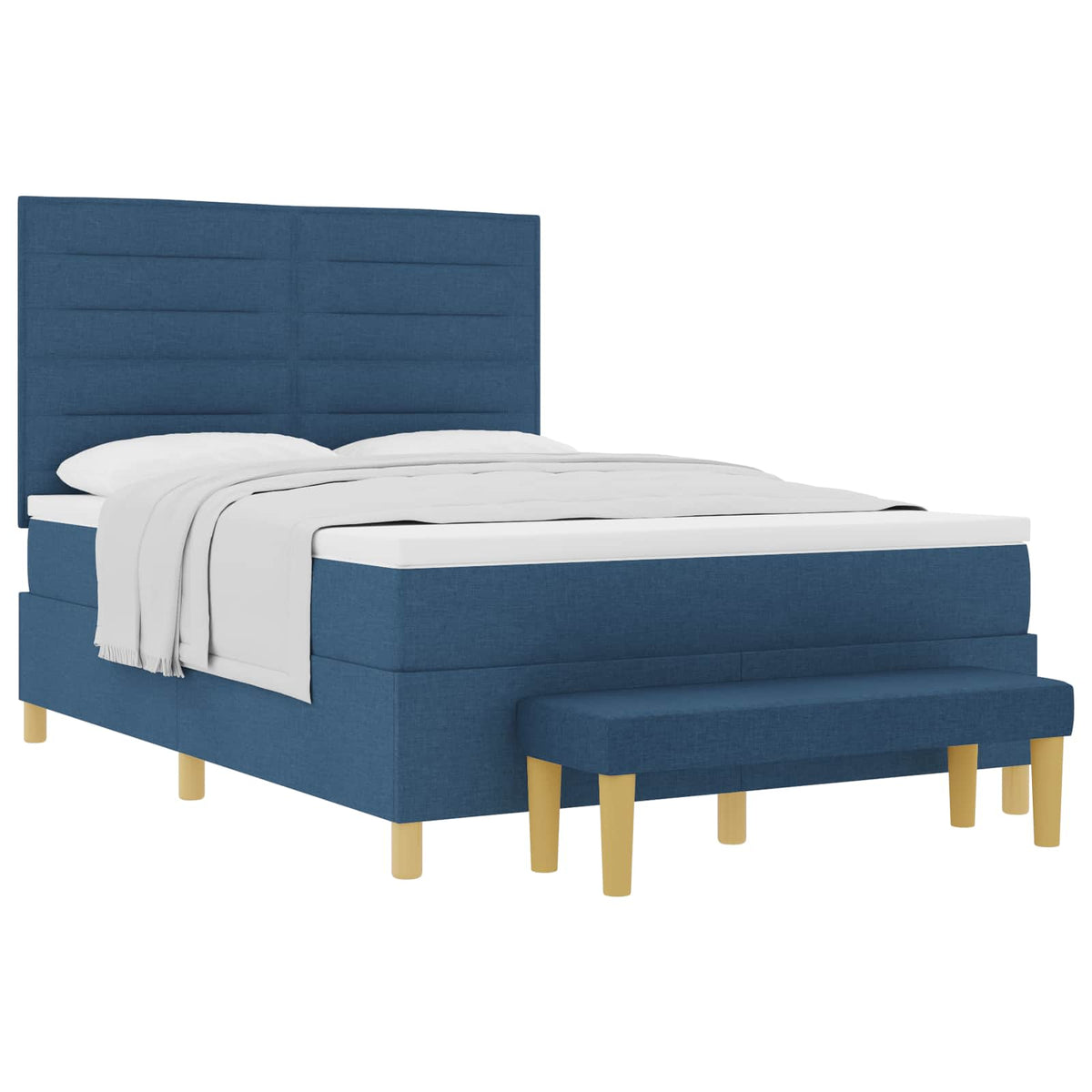 Box spring seng med hovedgærde Blå 200 x 140 cm Stof