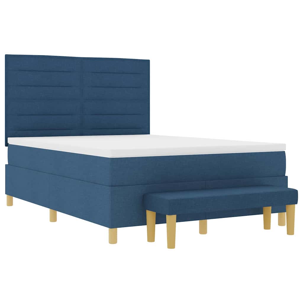 Box spring seng med hovedgærde Blå 200 x 140 cm Stof