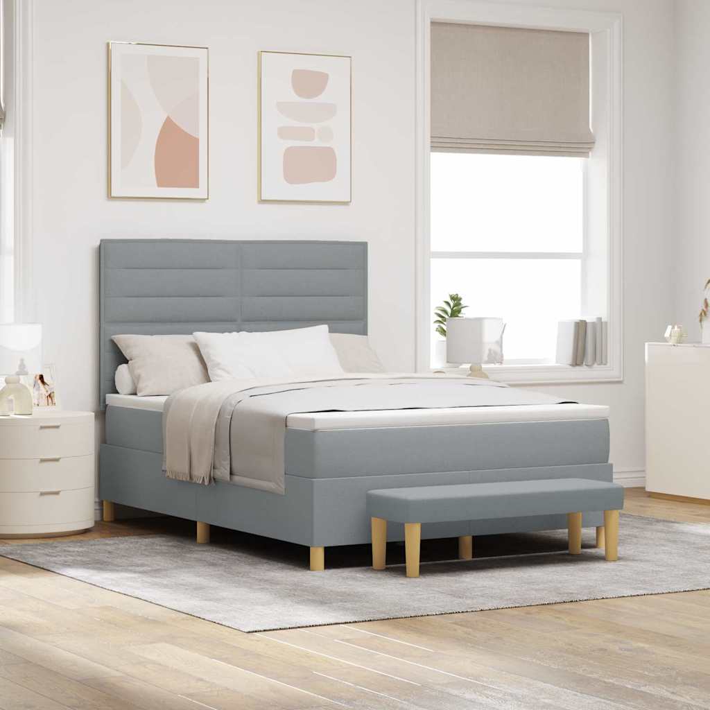 Box spring seng med pude Lysegrå 200 x 160 cm Stof