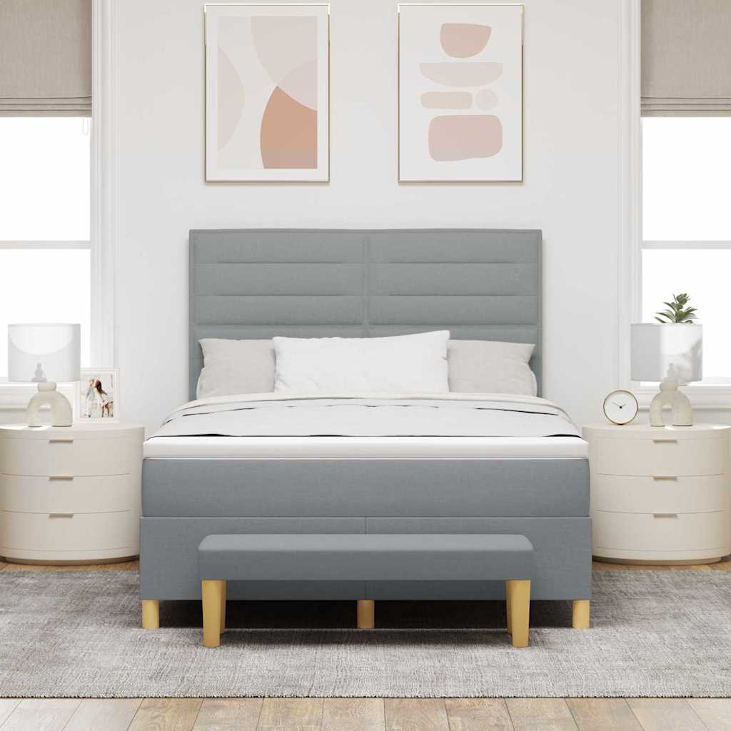 Box spring seng med pude Lysegrå 200 x 160 cm Stof