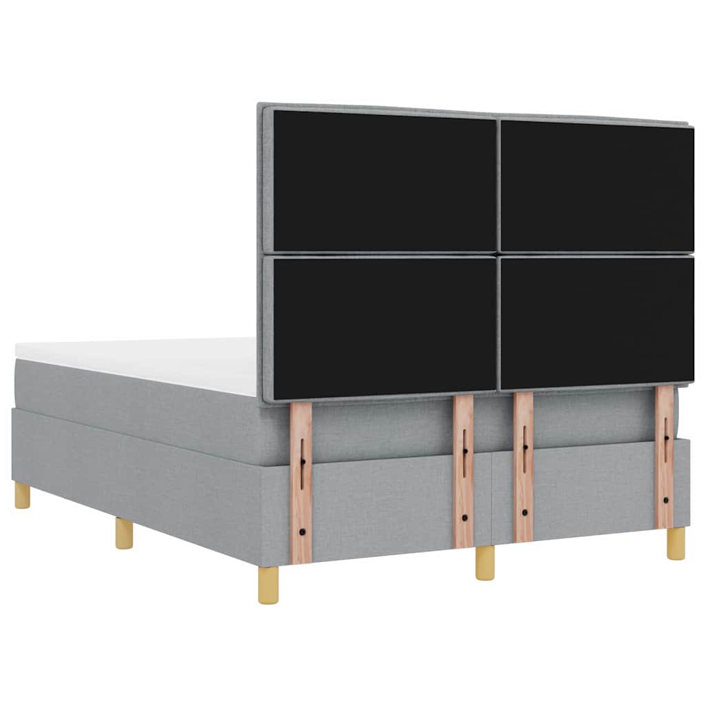 Box spring seng med pude Lysegrå 200 x 160 cm Stof