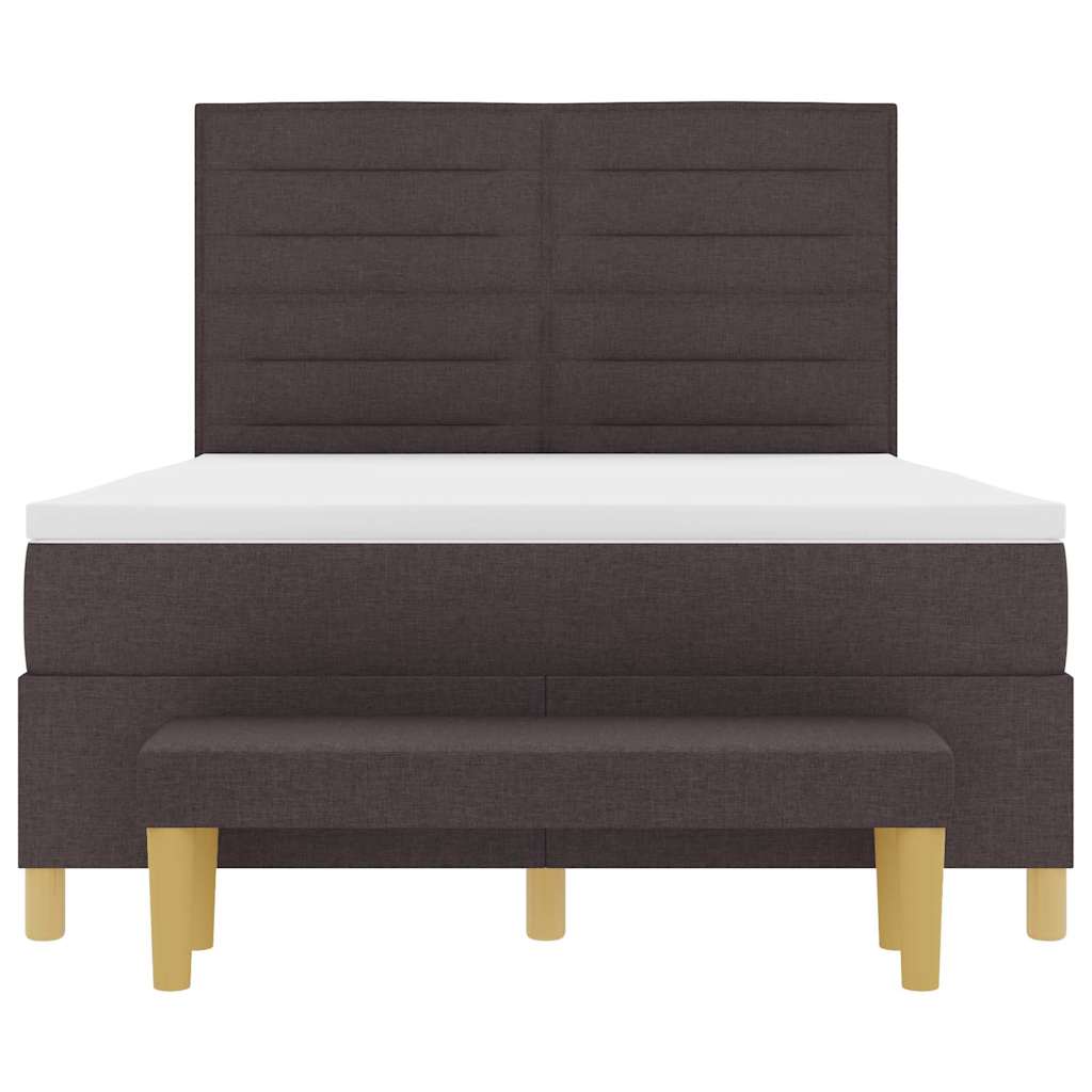 Box spring seng med hovedgærde Mørkebrun 200 x 160 cm Stof