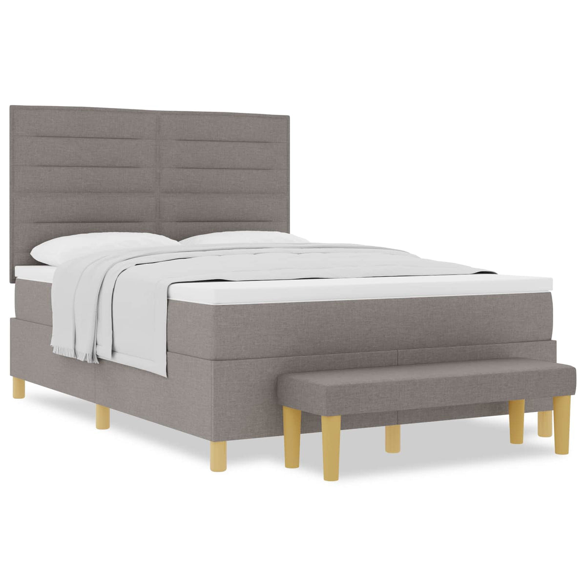 Box spring seng med hovedgærde Gråbrun 200 x 160 cm Stof