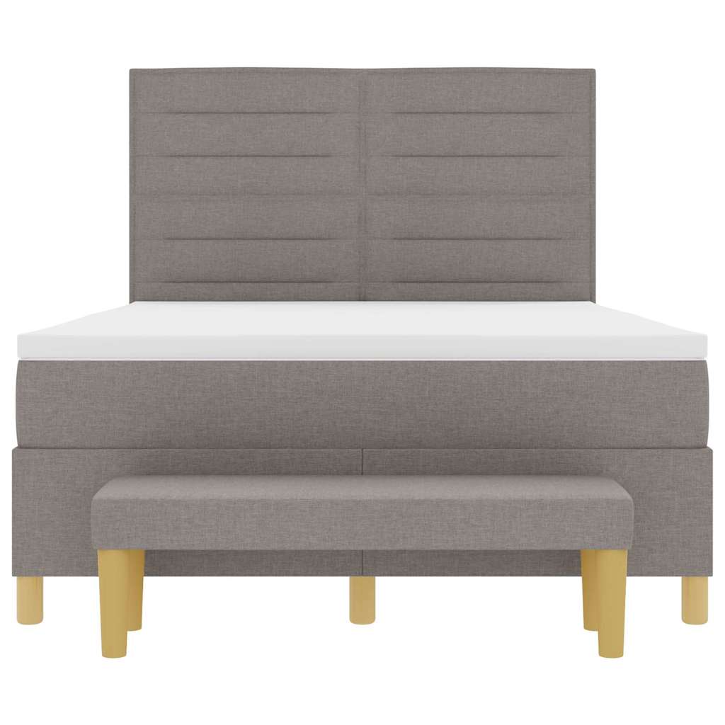 Box spring seng med hovedgærde Gråbrun 200 x 160 cm Stof