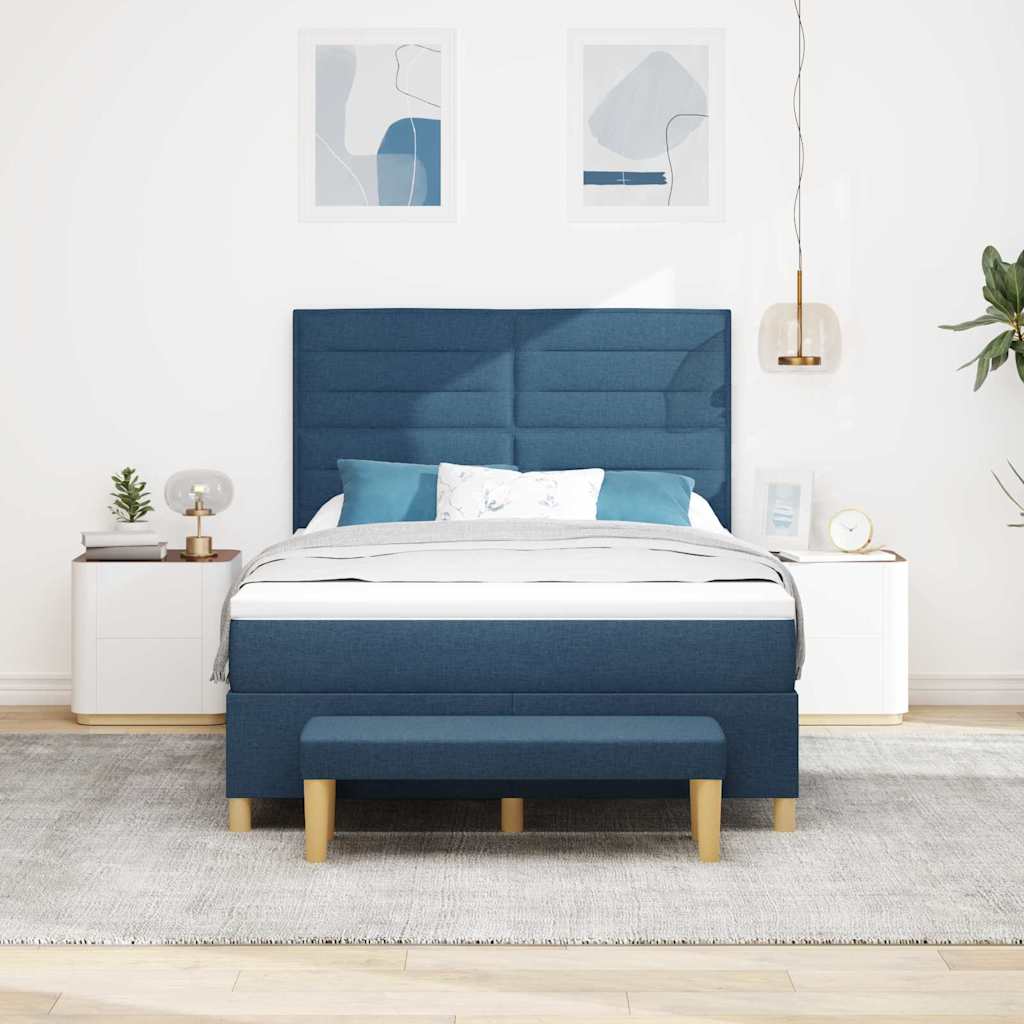 Box spring seng med hovedgærde Blå 200 x 160 cm Stof