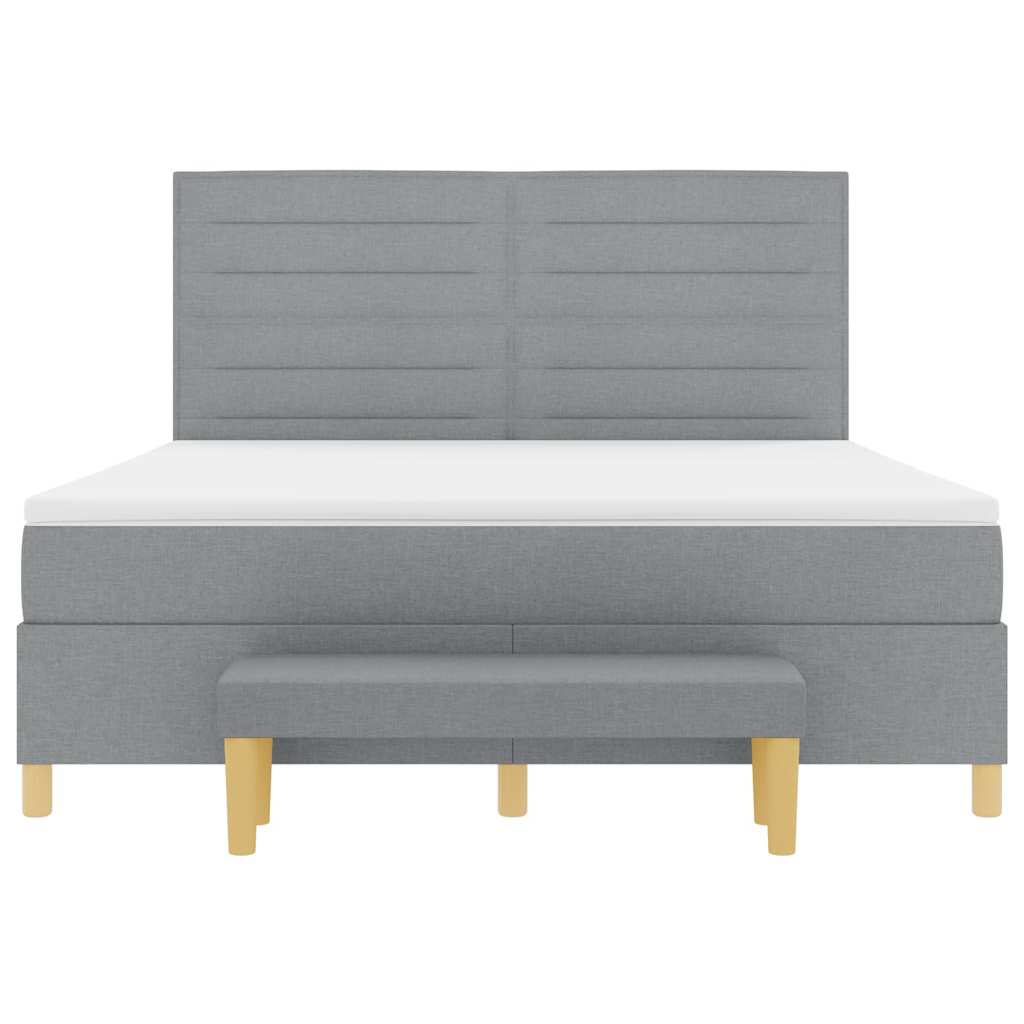 Box spring seng med hovedgærde Lysegrå 200 x 180 cm Stof