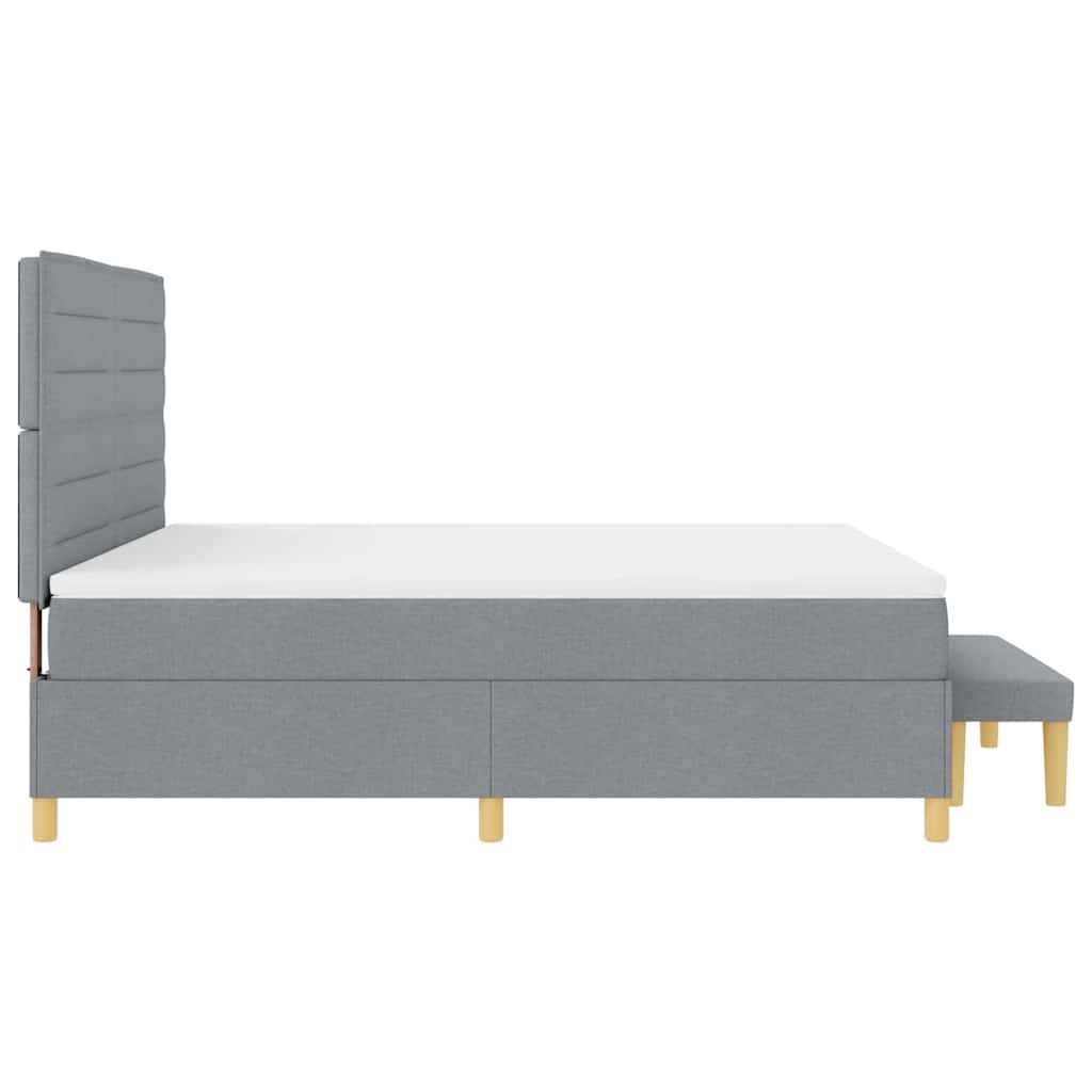Box spring seng med hovedgærde Lysegrå 200 x 180 cm Stof