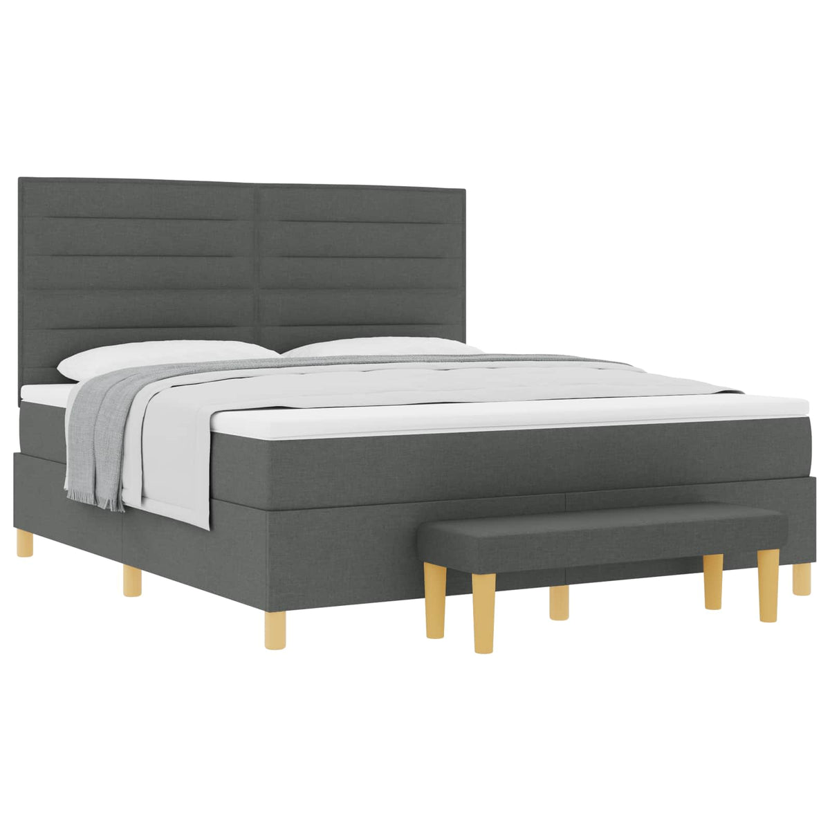 Box spring seng med hovedgærde Mørkegrå 200 x 180 cm Stof