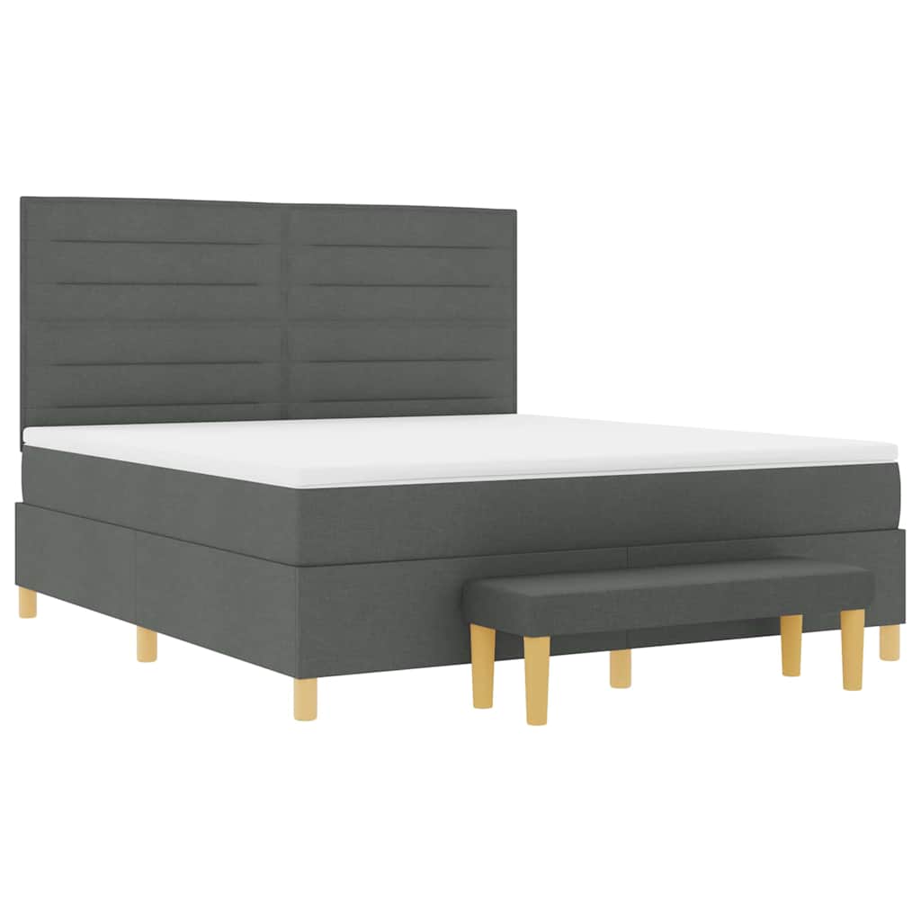 Box spring seng med hovedgærde Mørkegrå 200 x 180 cm Stof