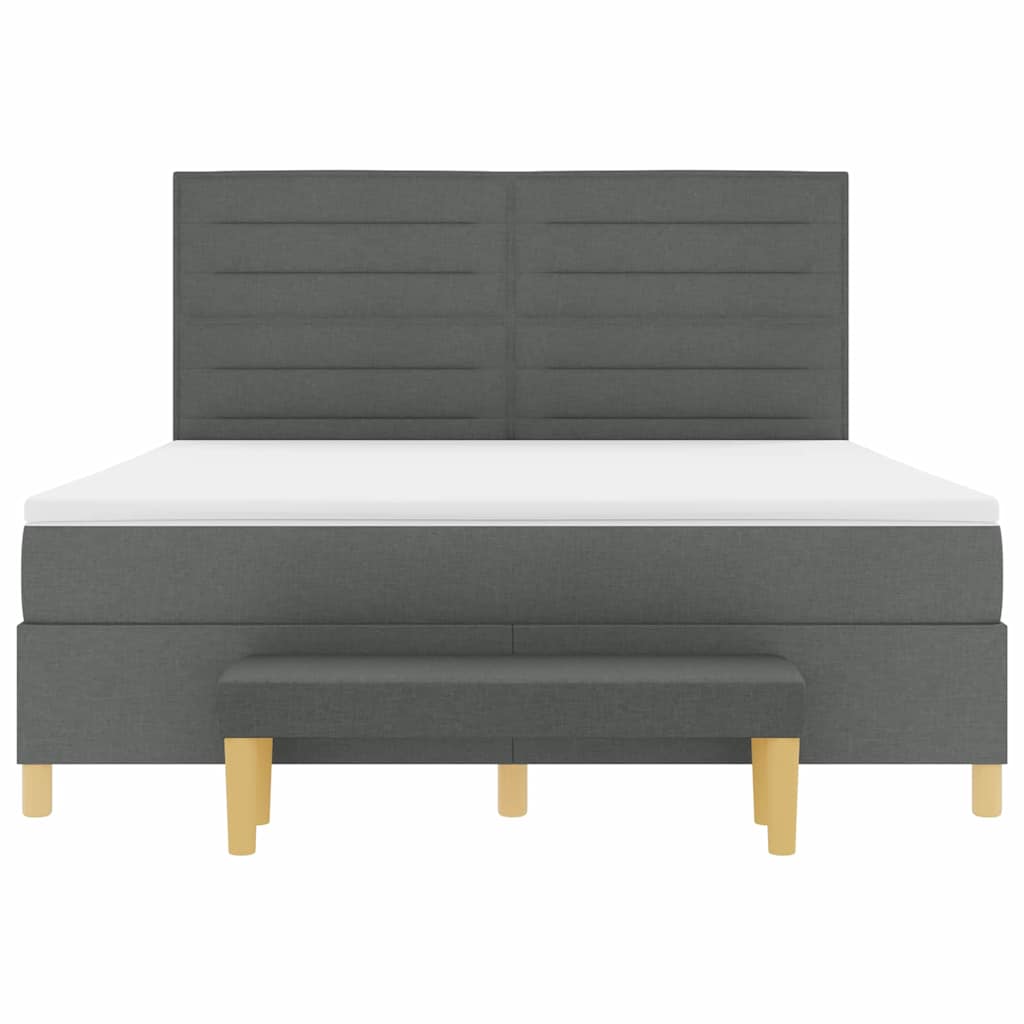 Box spring seng med hovedgærde Mørkegrå 200 x 180 cm Stof