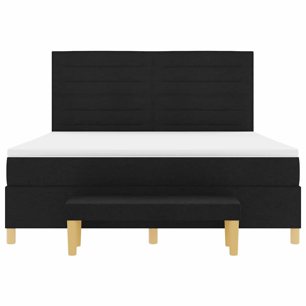 Box spring seng med hovedgærde Sort 200 x 180 cm Stof
