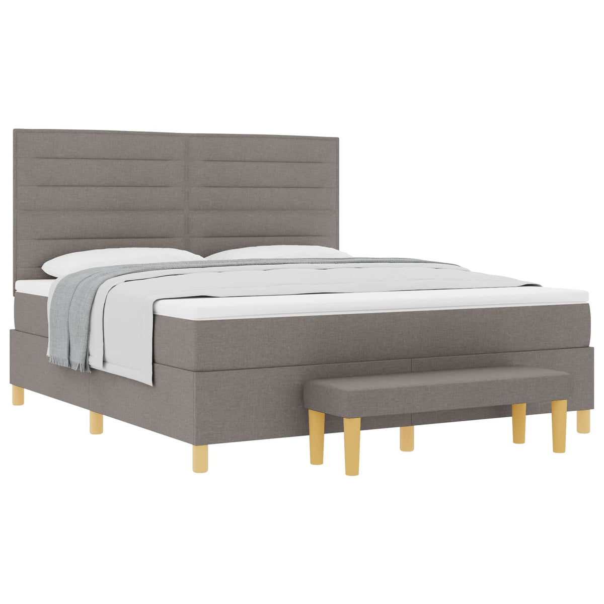 Box spring seng med hovedgærde Gråbrun 180 x 200 cm Stof