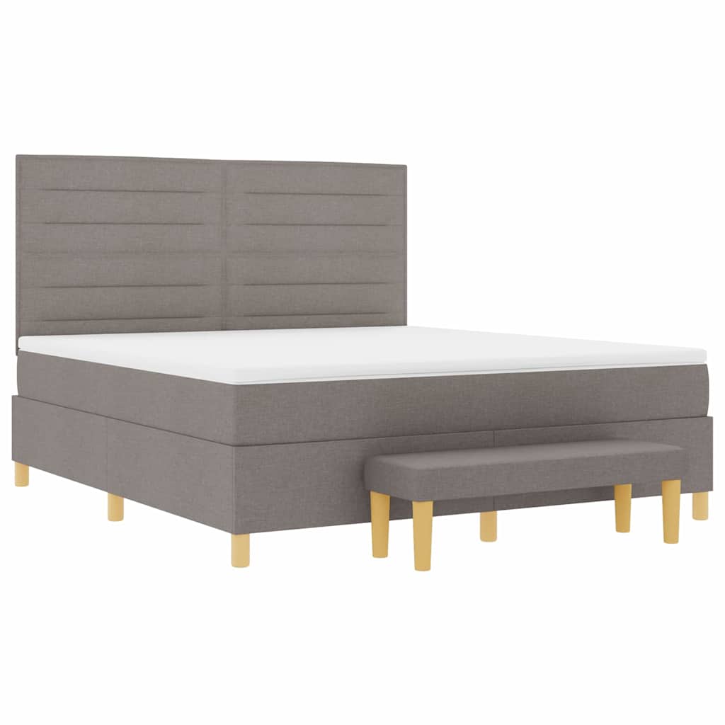 Box spring seng med hovedgærde Gråbrun 180 x 200 cm Stof