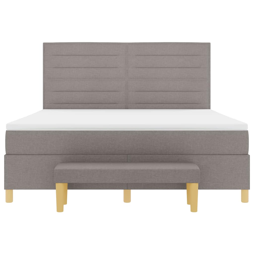 Box spring seng med hovedgærde Gråbrun 180 x 200 cm Stof