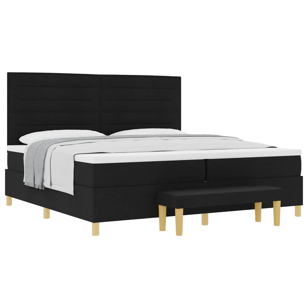 Box spring seng med madras Sort 200 x 200 cm Stof