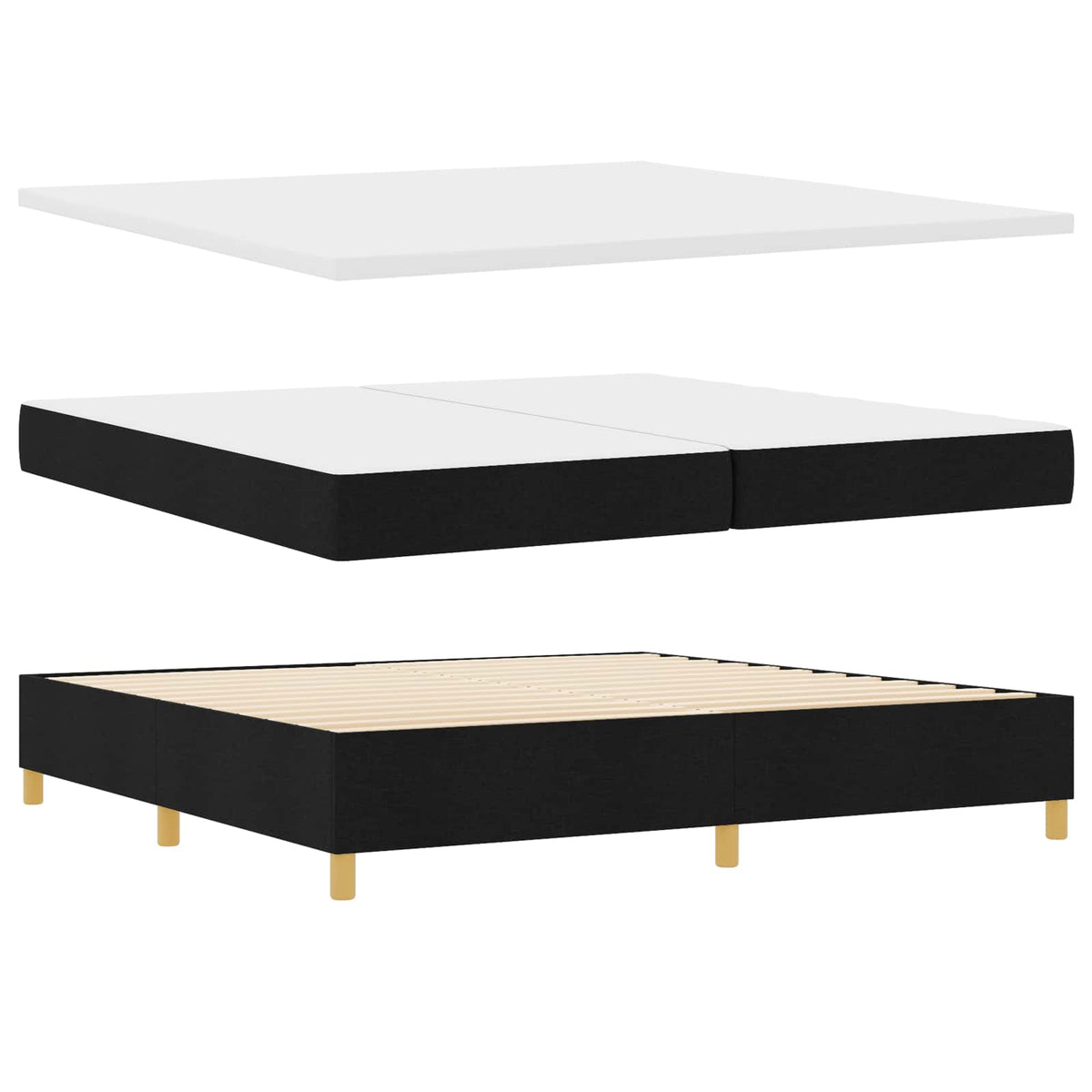 Box spring seng med madras Sort 200 x 200 cm Stof