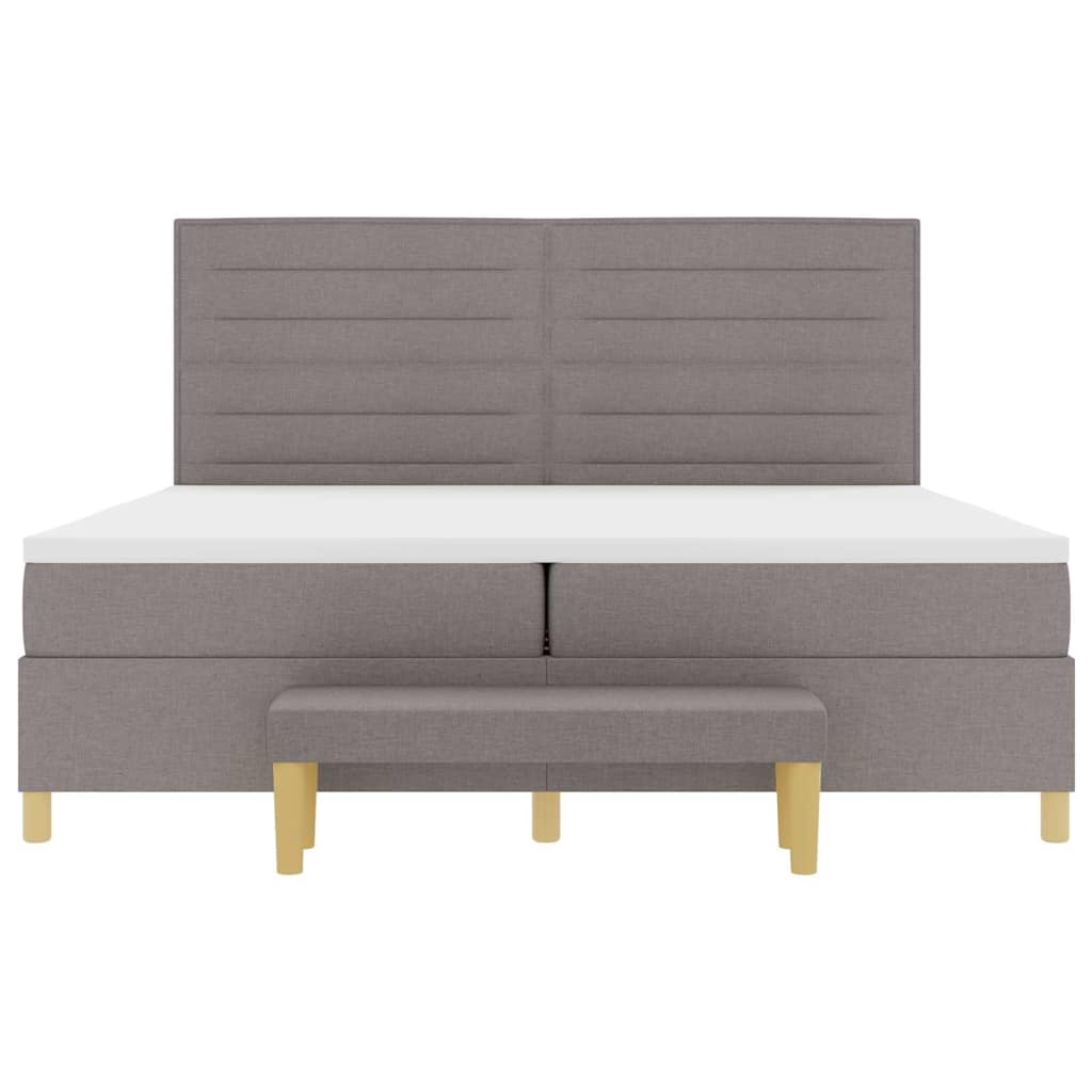 Box spring seng med hovedgærde Gråbrun 200 x 200 cm Stof
