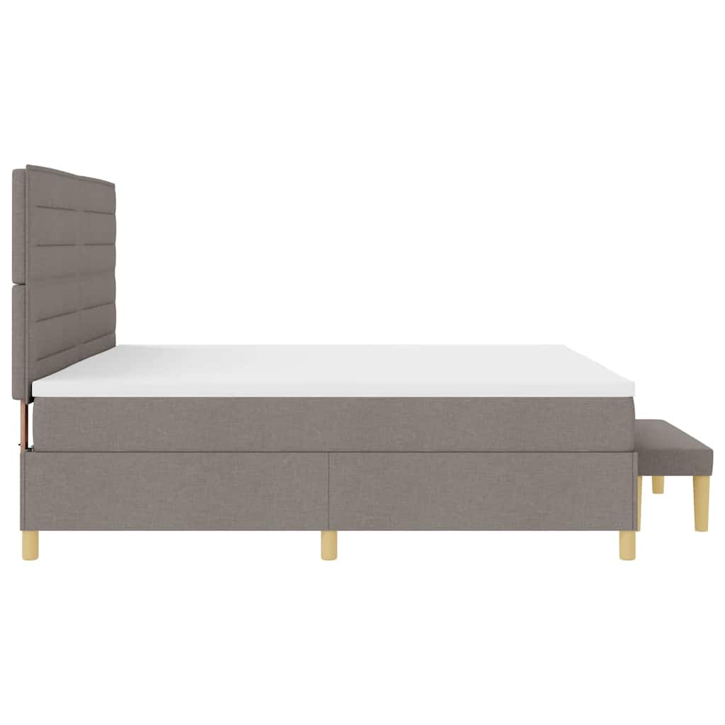 Box spring seng med hovedgærde Gråbrun 200 x 200 cm Stof
