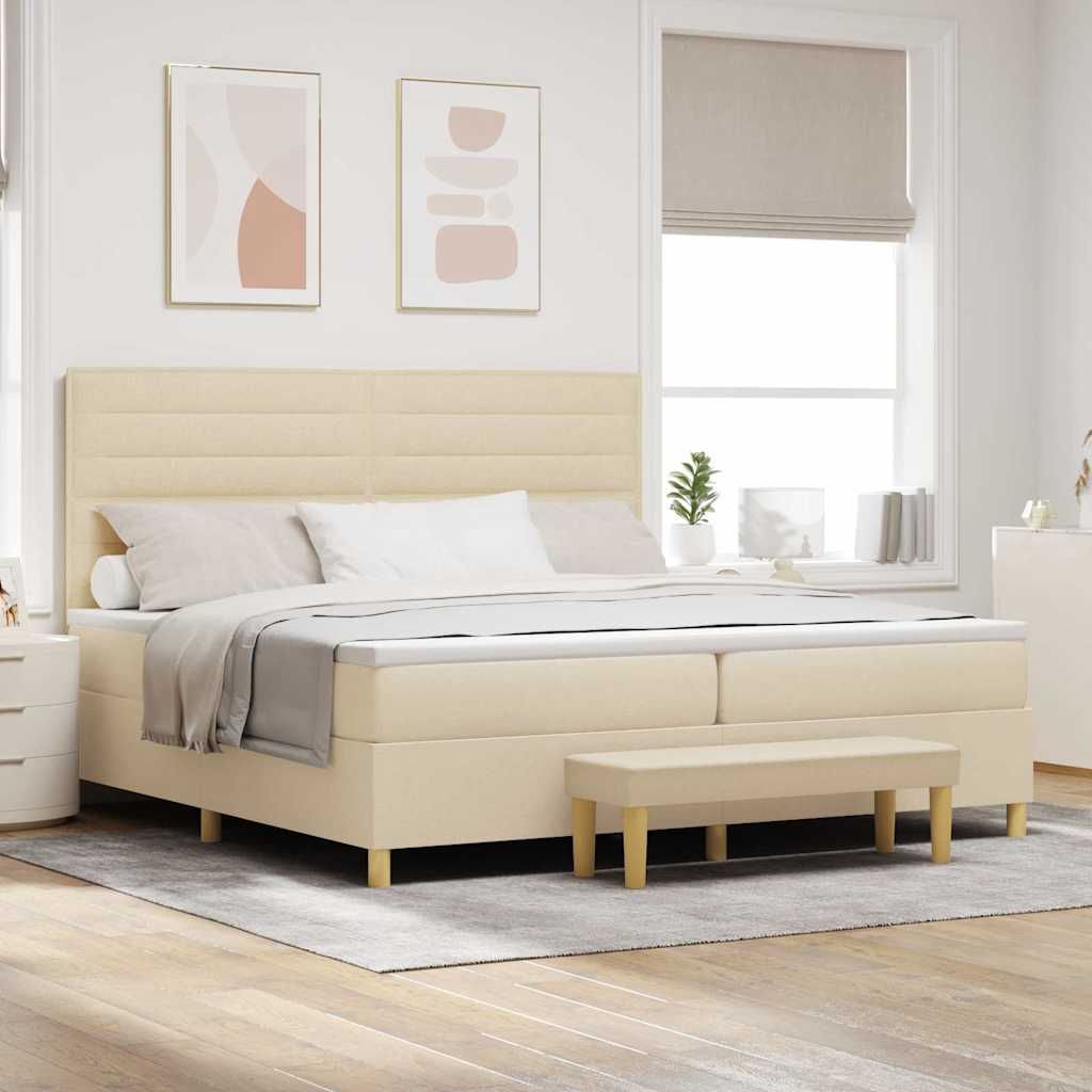 Box spring seng med madras Creme 200 x 200 cm Stof