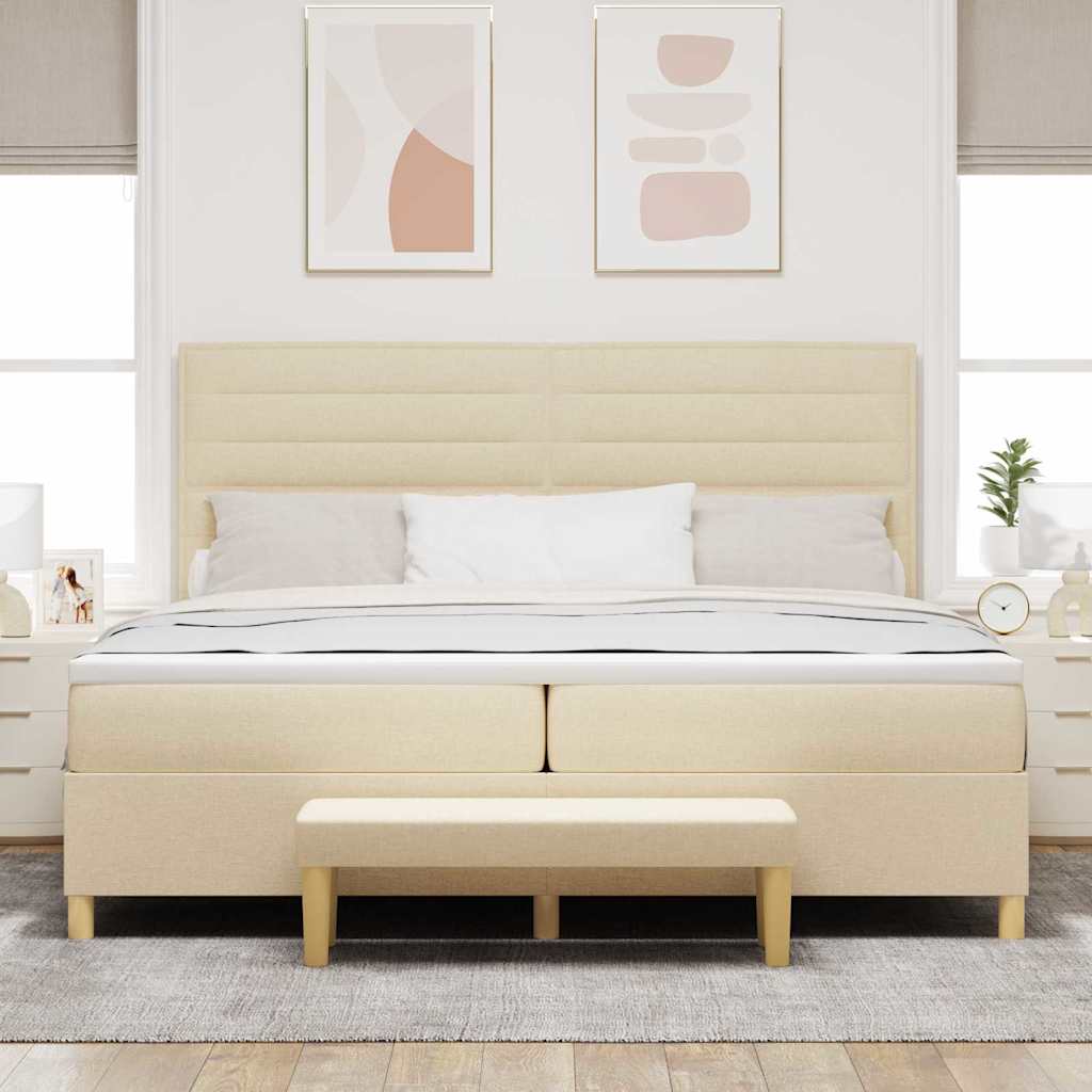 Box spring seng med madras Creme 200 x 200 cm Stof