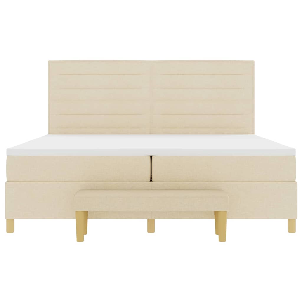 Box spring seng med madras Creme 200 x 200 cm Stof
