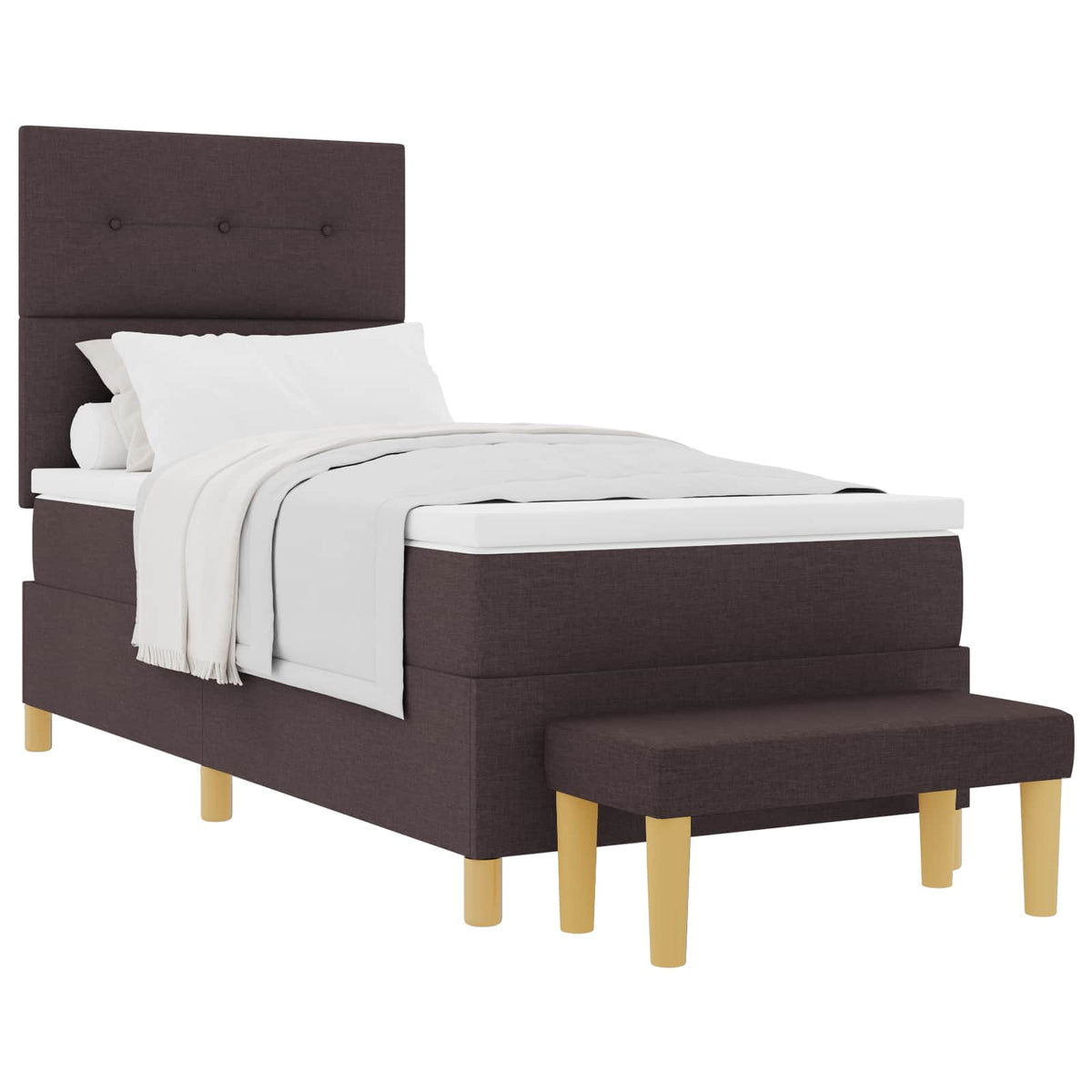 Box spring seng med hovedgærde Mørkebrun 190 x 90 cm Stof