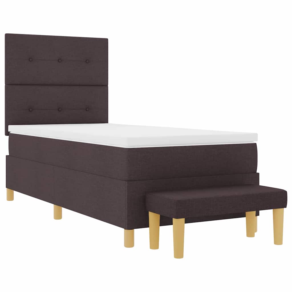 Box spring seng med hovedgærde Mørkebrun 190 x 90 cm Stof
