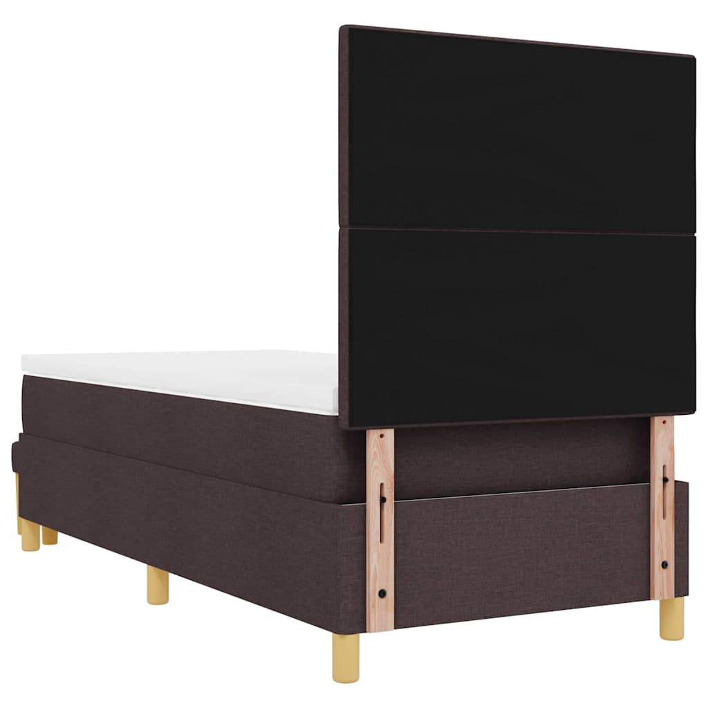 Box spring seng med hovedgærde Mørkebrun 200 x 90 cm Stof