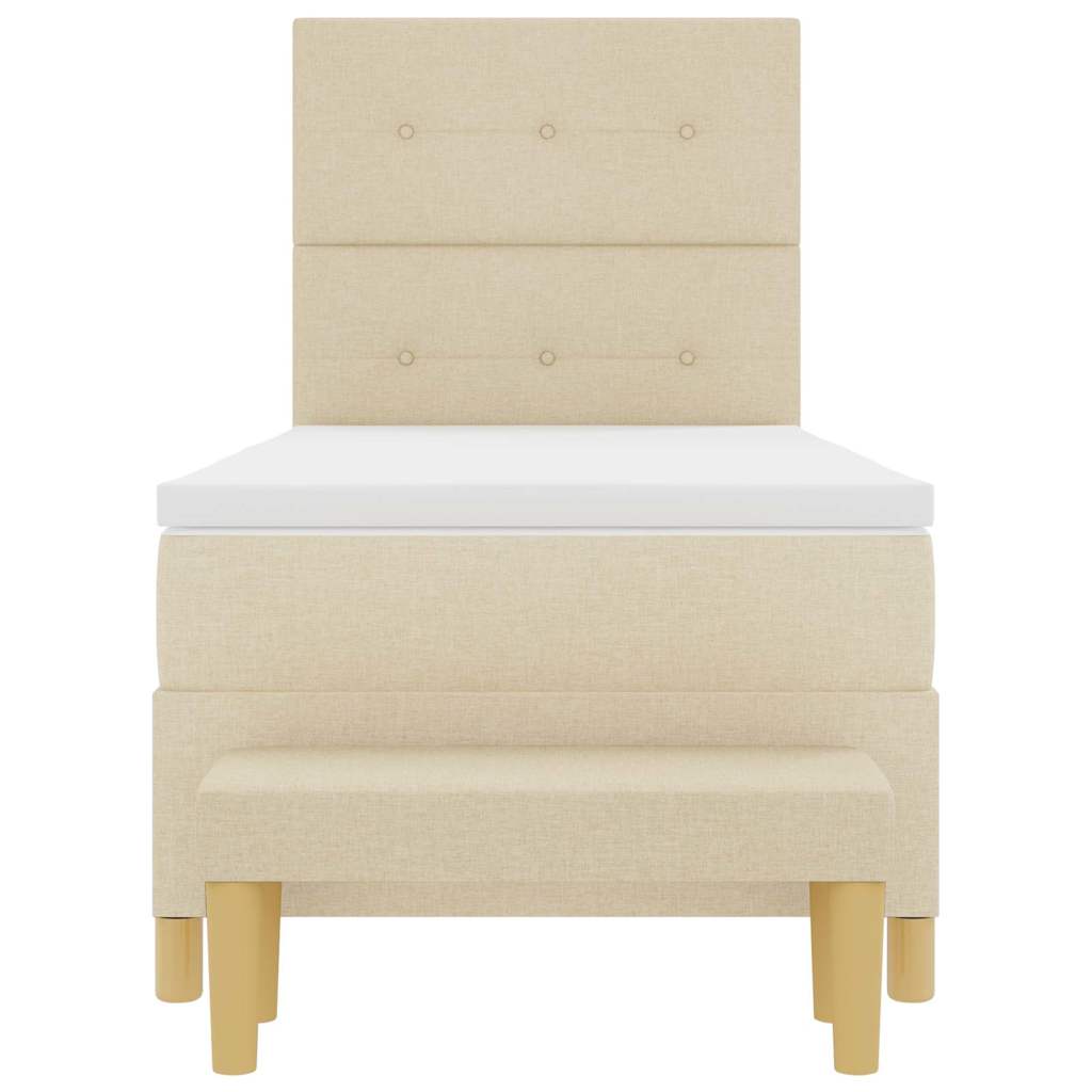Box spring seng med hovedgærde Creme 200 x 90 cm Stof