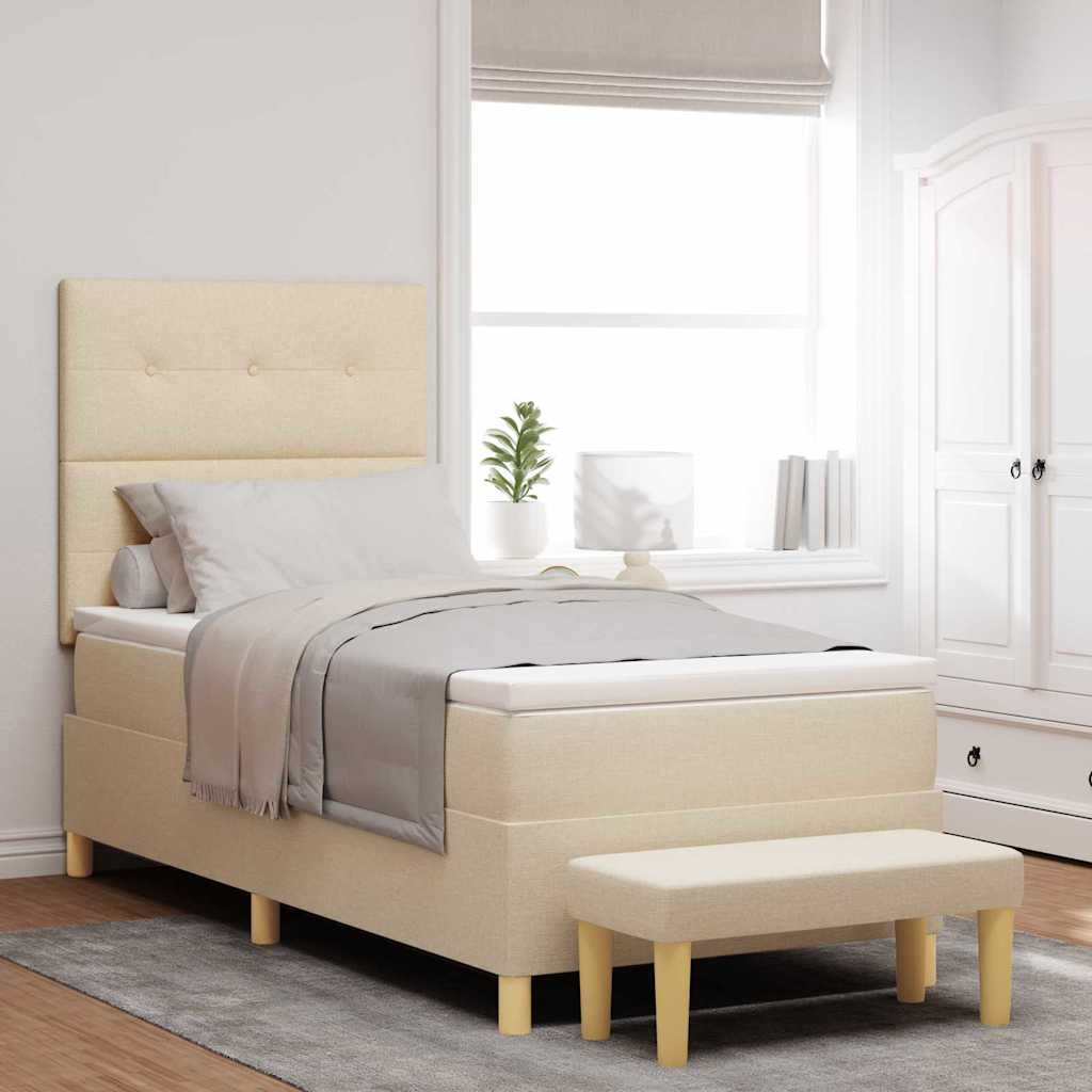 Box spring seng med hovedgærde Creme 200 x 100 cm Stof