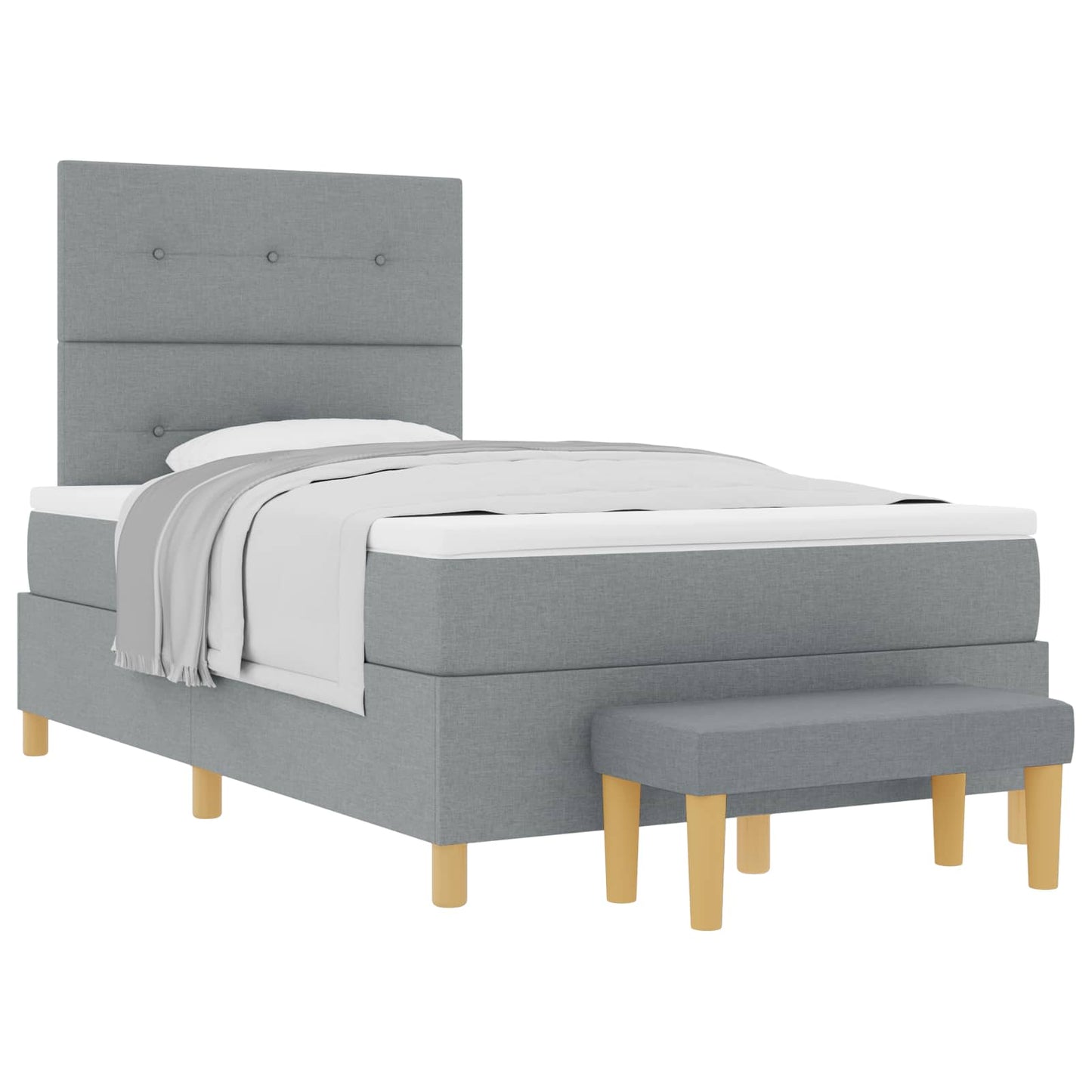 Box spring seng med hovedgærde Lysegrå 190 x 120 cm Stof