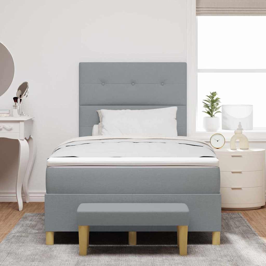 Box spring seng med hovedgærde Lysegrå 120 x 200 cm Stof