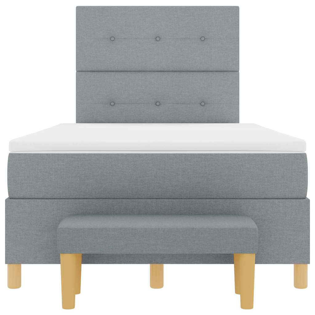 Box spring seng med hovedgærde Lysegrå 120 x 200 cm Stof