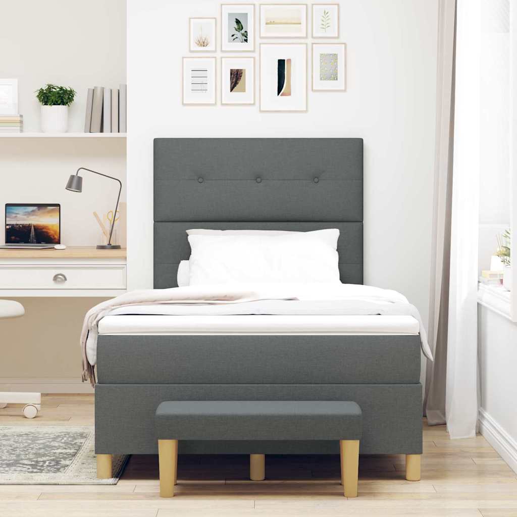 Box spring seng med hovedgærde Mørkegrå 200 x 120 cm Stof