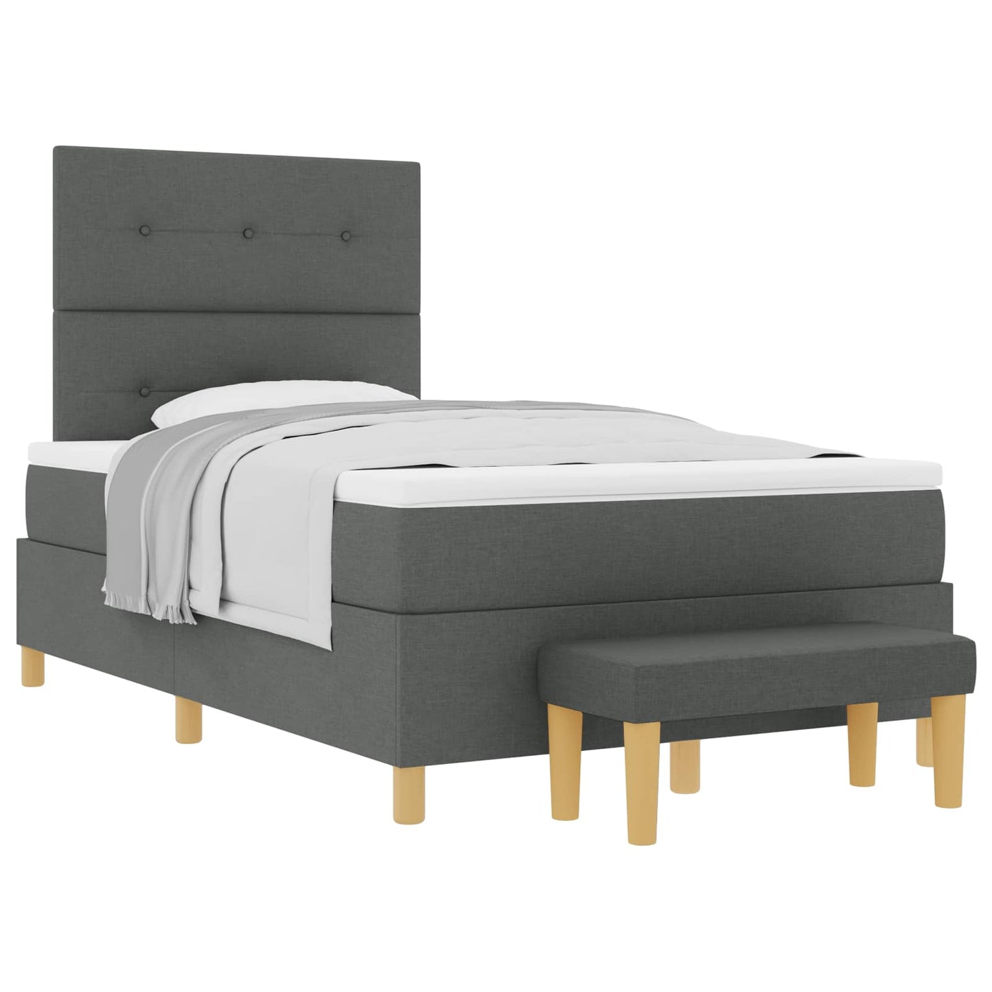 Box spring seng med hovedgærde Mørkegrå 200 x 120 cm Stof