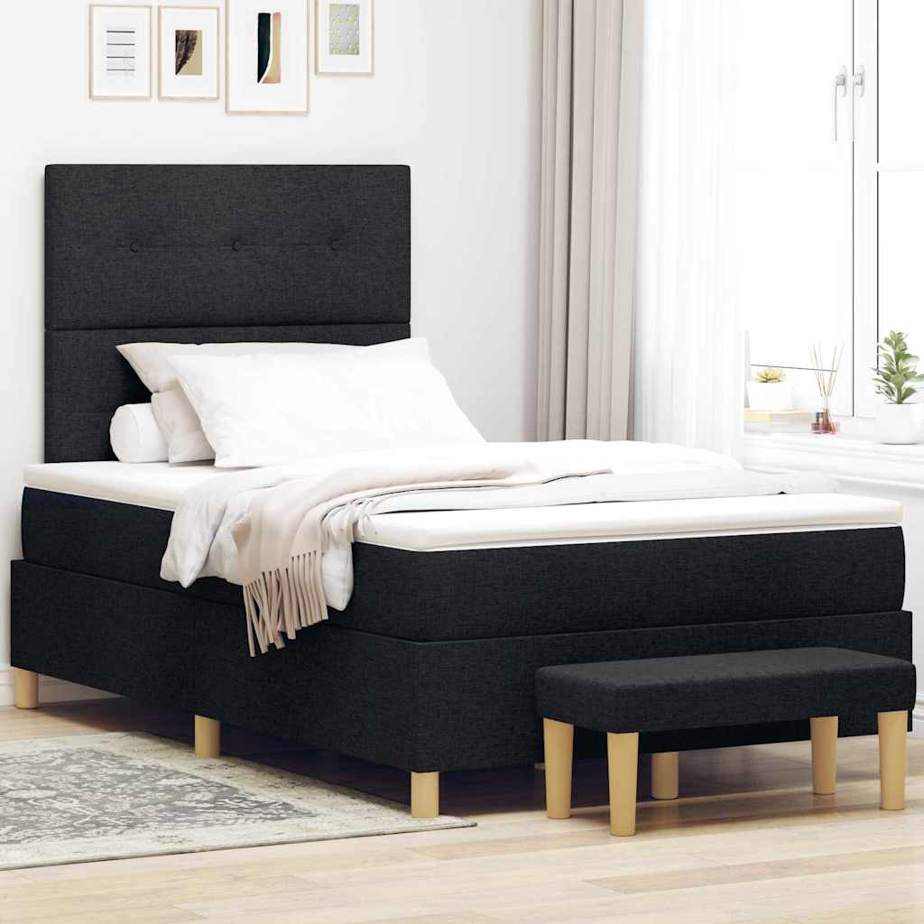 Box spring seng med hovedgærde Sort 200 x 120 cm Stof
