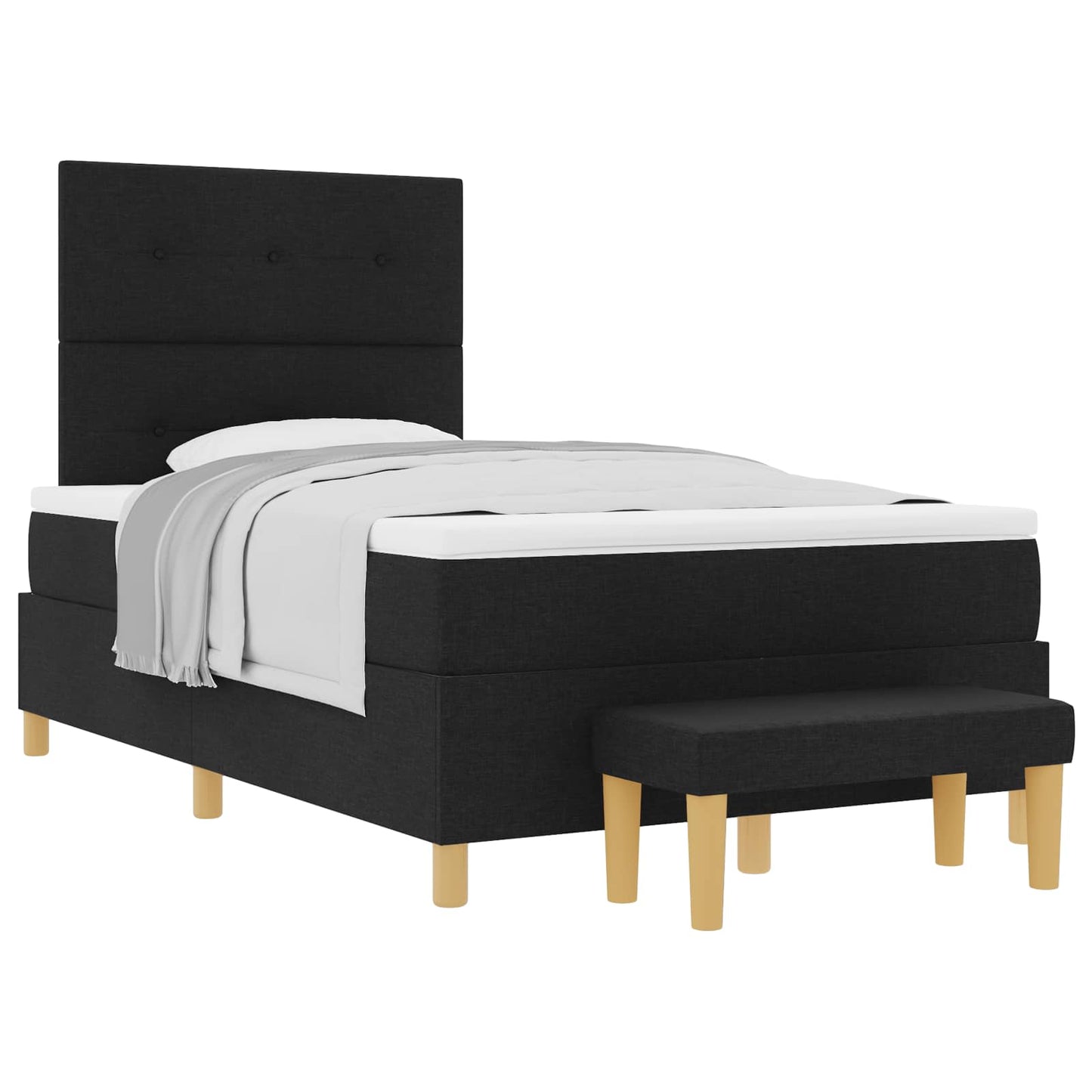 Box spring seng med hovedgærde Sort 200 x 120 cm Stof