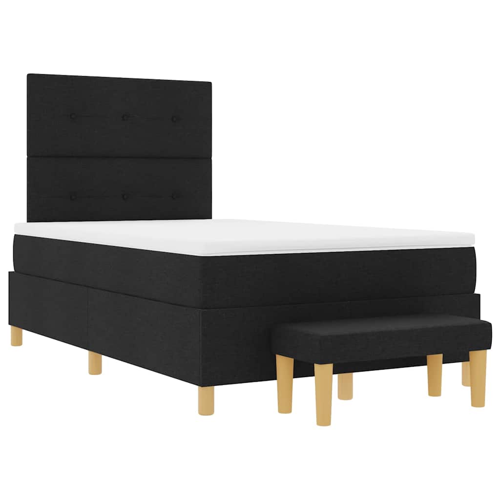 Box spring seng med hovedgærde Sort 200 x 120 cm Stof