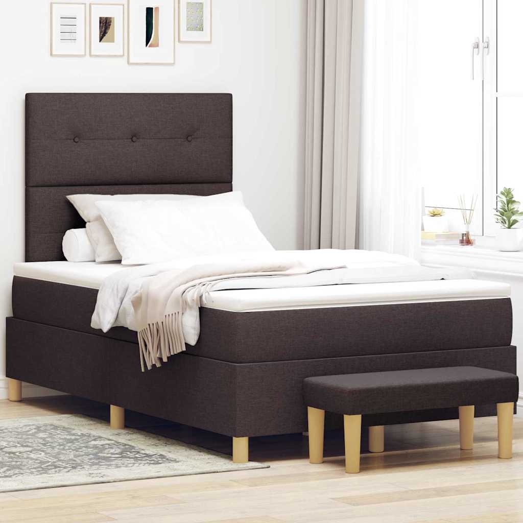 Box spring seng med hovedgærde Mørkebrun 200 x 120 cm Stof