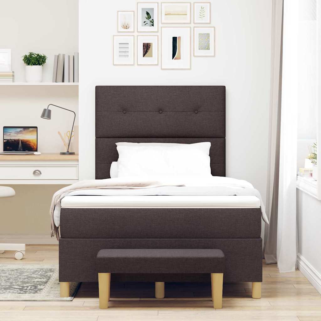 Box spring seng med hovedgærde Mørkebrun 200 x 120 cm Stof
