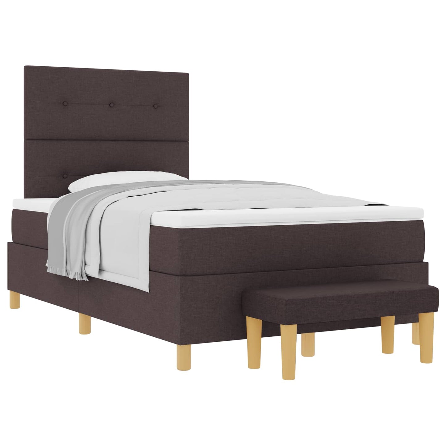 Box spring seng med hovedgærde Mørkebrun 200 x 120 cm Stof