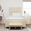 Box spring seng med hovedgærde Creme 200 x 120 cm Stof