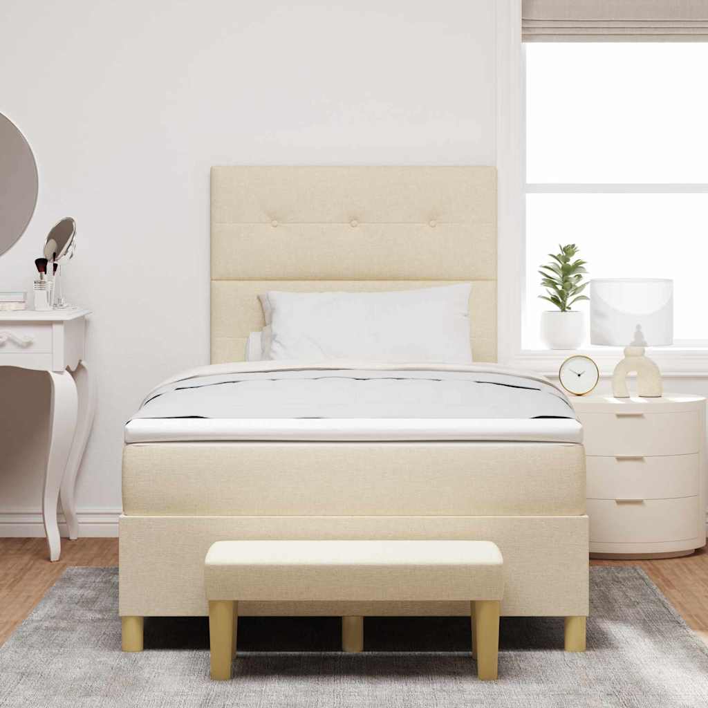 Box spring seng med hovedgærde Creme 200 x 120 cm Stof