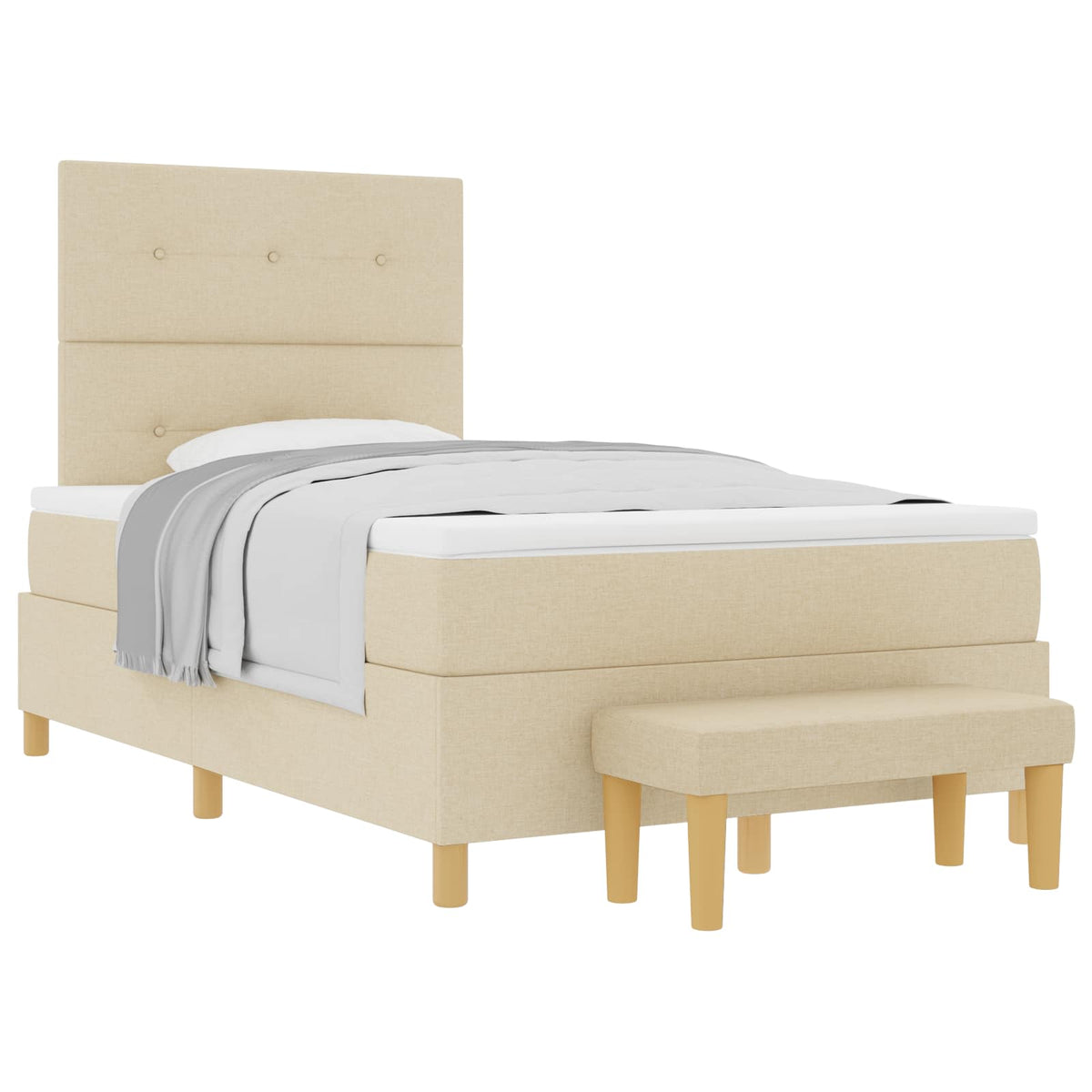 Box spring seng med hovedgærde Creme 200 x 120 cm Stof