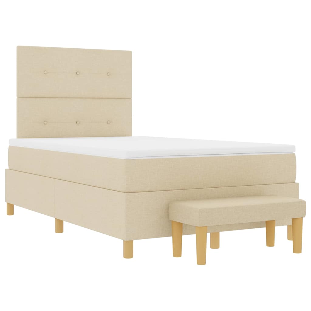 Box spring seng med hovedgærde Creme 200 x 120 cm Stof