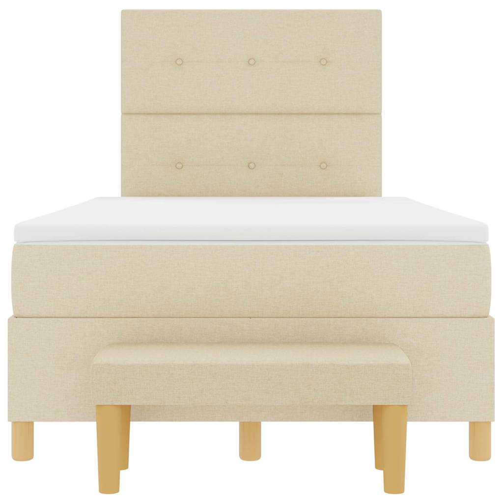 Box spring seng med hovedgærde Creme 200 x 120 cm Stof