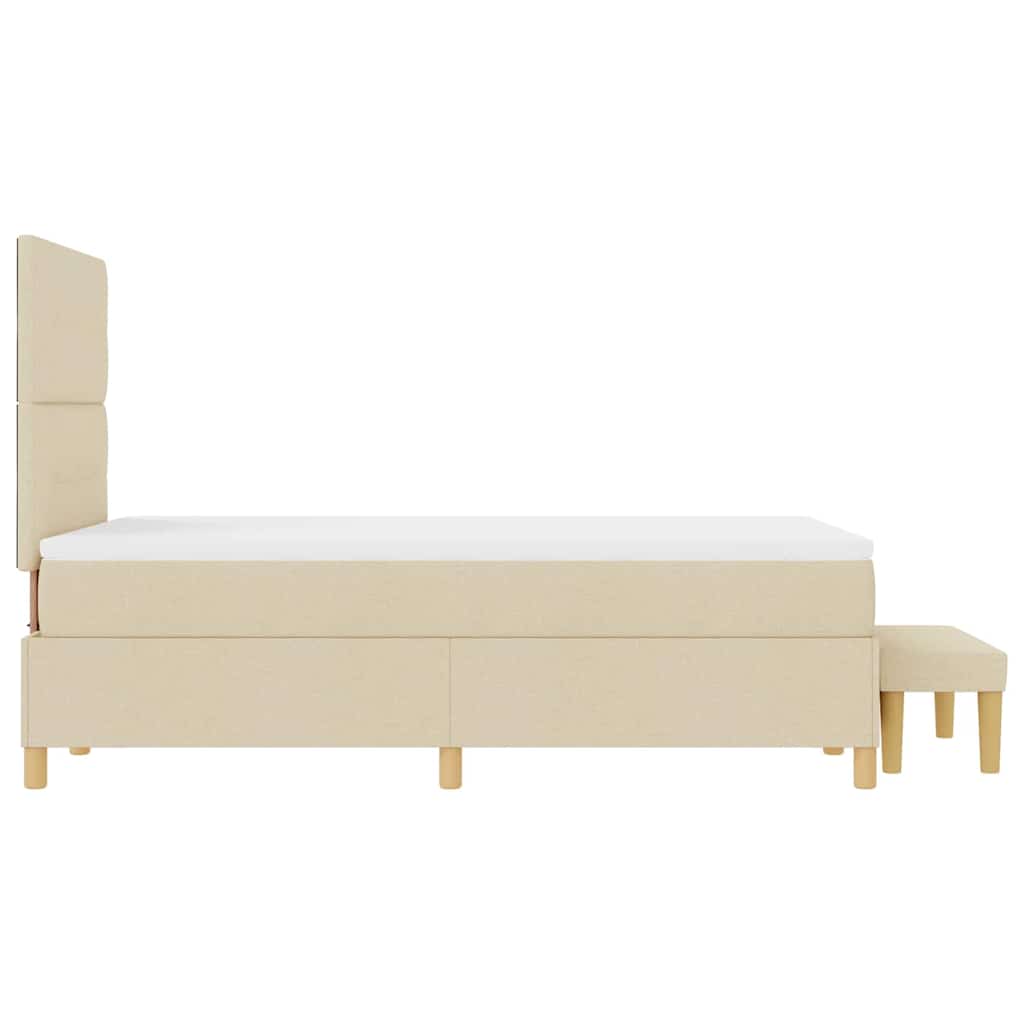 Box spring seng med hovedgærde Creme 200 x 120 cm Stof