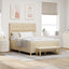 Box spring seng med hovedgærde Creme 140 x 190 cm Stof